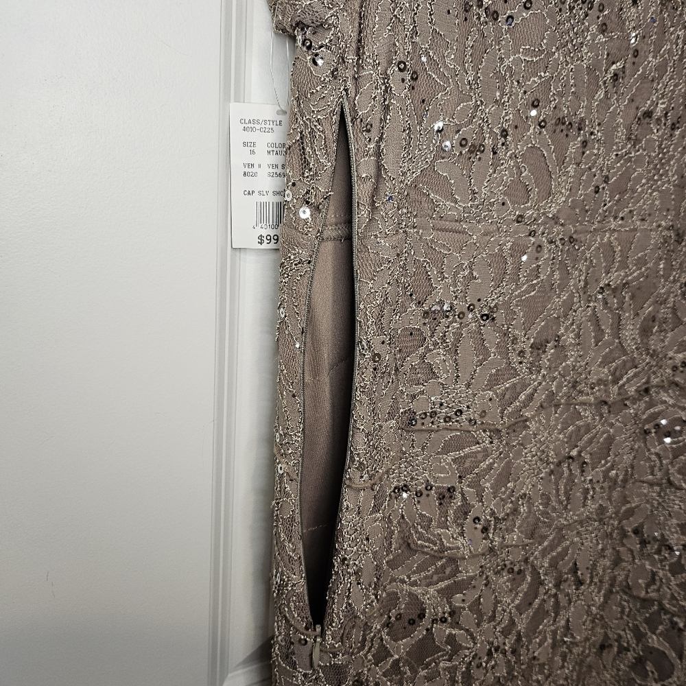 Scarlett Nite Shimmering Silver Midi Dress - Picture 7 of 12